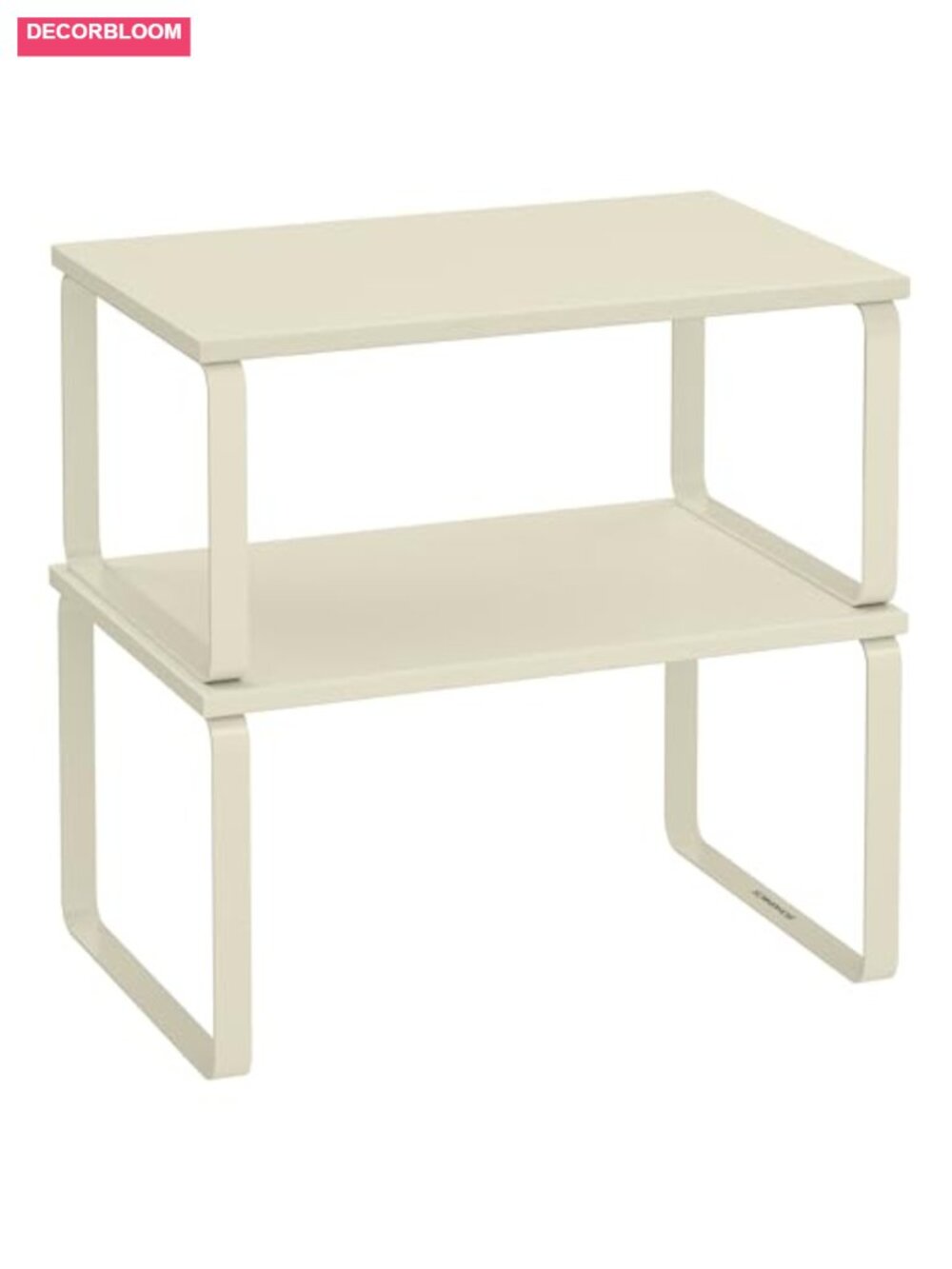 Set of 2 Expandable Stackable Kitchen Counter Organizer Shelves Metal Wood